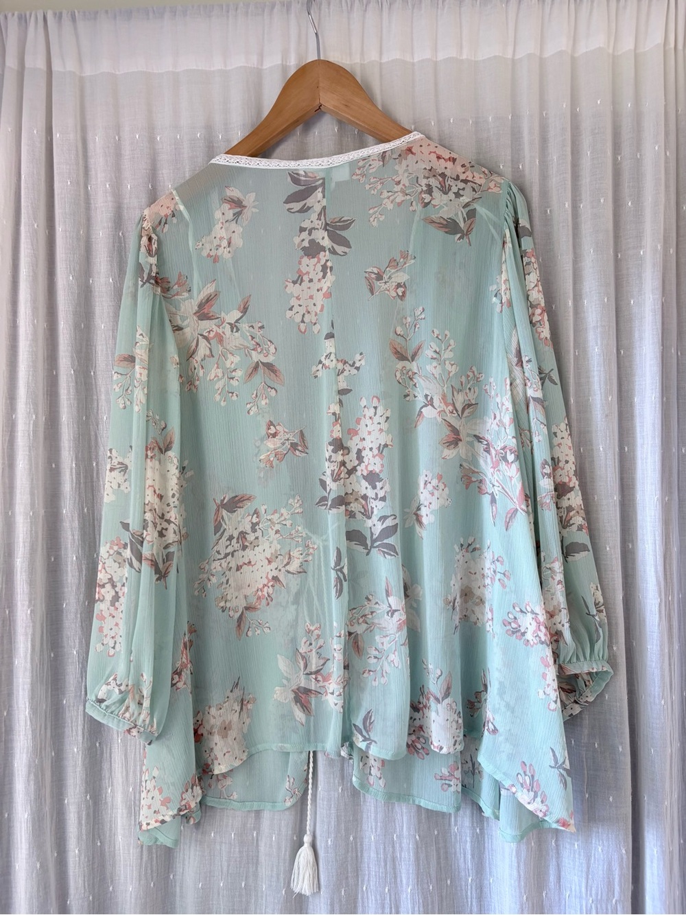 Motherhood Maternity Sage Floral Tie-Front Maternity Kimono - Picture 3 of 3
